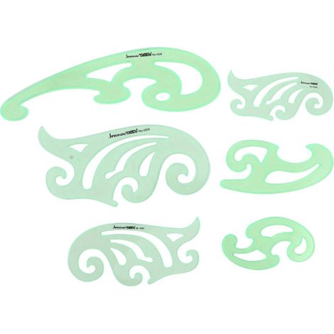 Lot de 6 pochoirs géométriques pour le dessin, formes multiples-31.7X9.5CM-Green