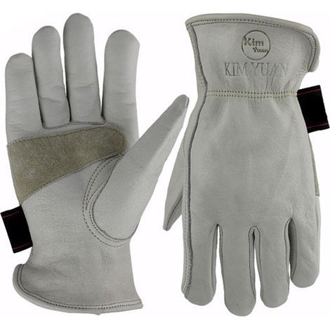 1 Paar Handschuhe aus Rindsleder für Gartenarbeit, Schneidearbeiten, Bauarbeiten und Motorradfahren, mit elastischem Handgelenk, Unisex (XL) (1/5)