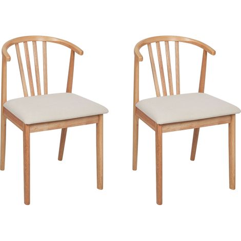 Set di 2 eleganti sedie da pranzo con seduta imbottita in legno chiaro beige chiaro Craig