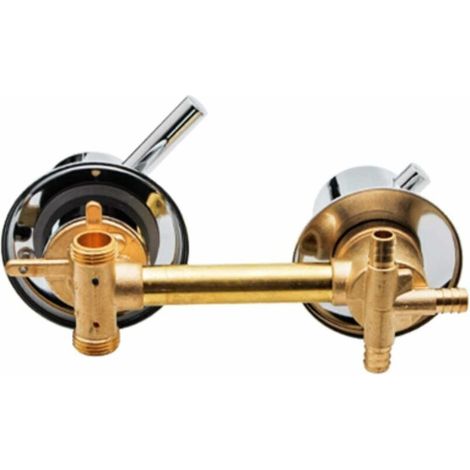 Debuns – Mitigeur de baignoire en laiton – Sortie 3 voies – Entraxe 12,5 cm – Finition poli – Pour cabine de douche ou hammam (1/4)