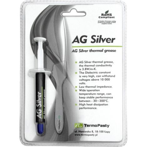 Pâte thermique AG Silver 3 g pour CPU, seringue pour GPU