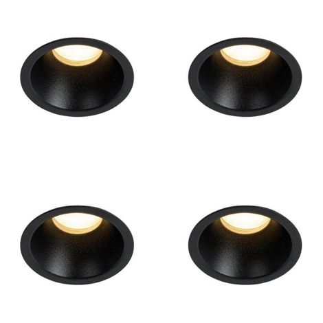 QAZQA Dept Spot encastrable - lot de 4 - 7.8x7.8x6.5cm - à intensité réglable - IP44 - Rond - Noir (1/5)