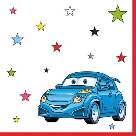 Tovaglioli di carta con motivo Cars per compleanno, 33x33 cm, 20 pezzi.