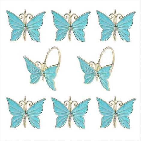 Lot de 8 ronds de serviette papillon fleuris pour Pâques et mariages, B (1/5)