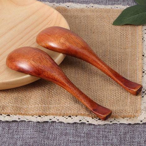 2-teiliges Küchengeschirr aus Holz, Suppenlöffel mit kurzem Griff (1/5)