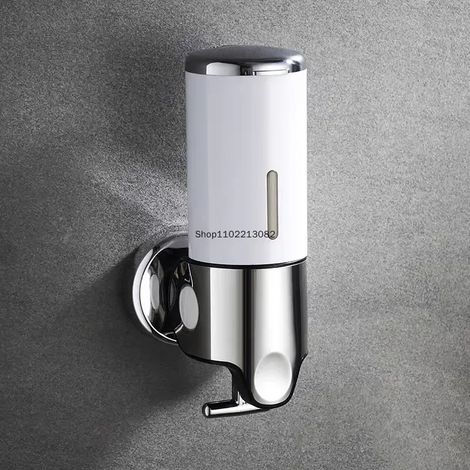 (1 Blanc) Distributeur mural de gel hydroalcoolique de haute qualité pour hôtels, à ventouse, avec distributeur manuel de savon liquide et fonction mousse. Accessoires de salle de bain. (1/5)