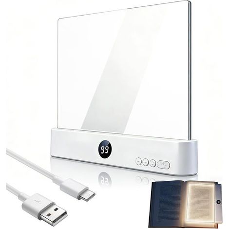KLVGTIFS PU - Lampe de Lecture et Lampe de Livre LED avec 3 Couleurs et Minuterie,Panneau Plat Intelligent Rechargeable, Multifonctionnelle,Blanc (1/5)