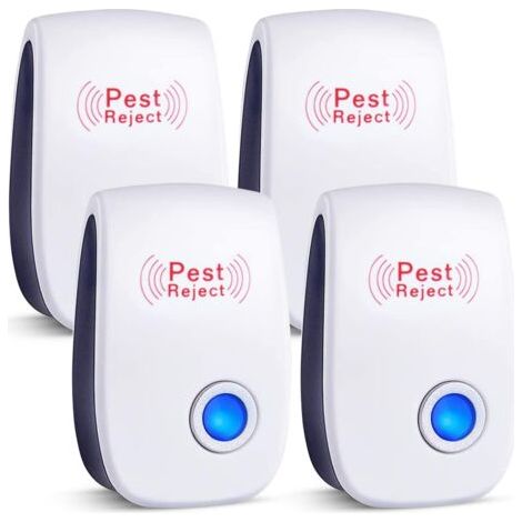 Répulsif Ultrason Anti-Rongeurs Insectes,Repulsif Moustique,Repulsif Anti Mouches Electrique Appareil Répulsif Souris Interieur,Moustique,Cafard,Fourmi,Araignée,100% Inoffensif (4 Paquets)