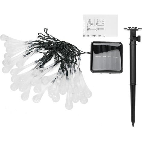 30 LED Luci a stringa solari a goccia, IP65, impermeabili per esterni, con 2 modalità, filo di rame, ideali per giardino, patio e prato. (1/5)