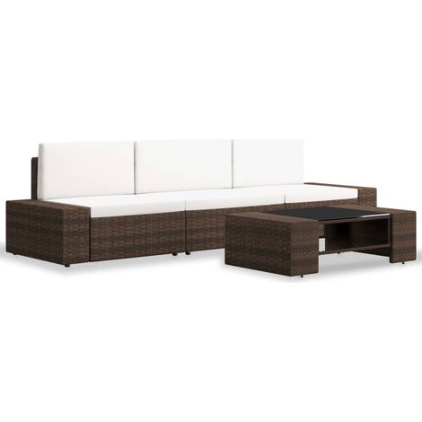Maison Exclusive - 4-tlg. Garten-Lounge-Set Poly Rattan Braun
