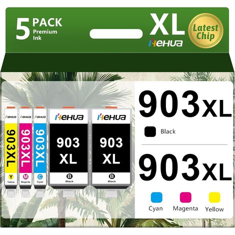 Lot de 5 cartouches d'encre 903XL compatibles avec HP 903XL HP 903 XL pour HP Officejet 6950 Cartouches d'imprimante HP Officejet Pro 6970 pour imprimante tout-en-un Officejet 6960