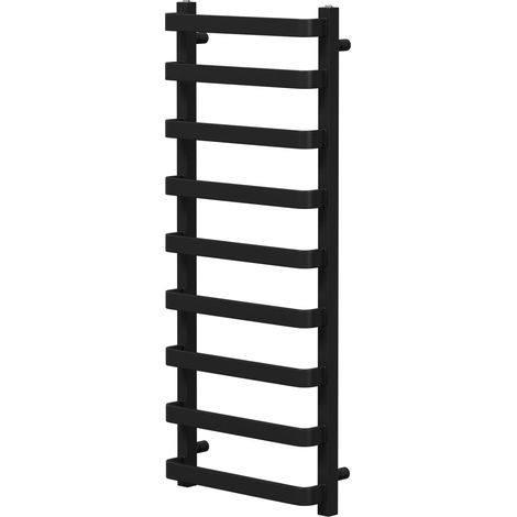 Colore Milton Matt Black 1200mm x 500mm Curved Heated Towel Rail (1/5)