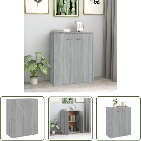 The Living Store Buffet Sonoma gris 60x30x75 cm Bois d'ingénierie - Buffet Design Minimaliste - Meuble Rangement Intérieur - Buffet Gris - Buffet Salon - Buffet Cuisine (1/5)