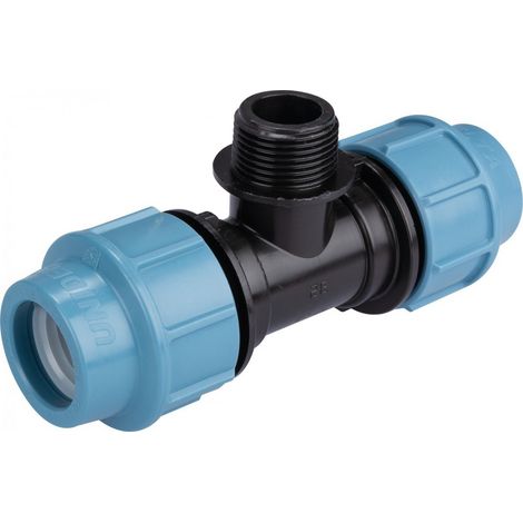 Té de derivación para tubo de polietileno de 32 mm igual y macho de 26x34 mm