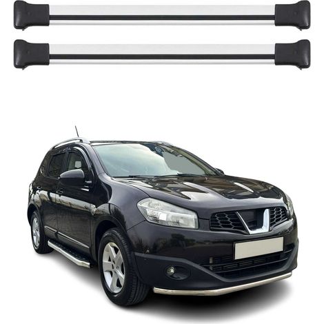 OMAC Barres de toit en aluminium pour Nissan Qashqai J10 2007-2013 – TÜV / DIN 75302:2019 – Charge max 75 kg – 2 barres Argent (1/4)