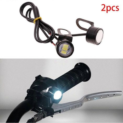Lot de 2 phares longue portée LED « œil d'aigle » ultra-lumineux pour moto, feux de recul, antibrouillards et feux de jour. (1/4)