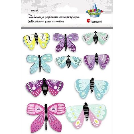 Papillons en papier autocollant assortis, 10 pièces