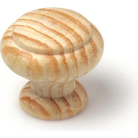 Pomo en madera con acabado pino crudo, dimensiones: 35x35x32mm, Ø: 35mm -