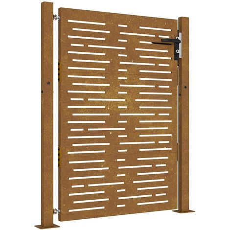 Portail de jardin，Portillon，Porte de jardin 105x155 cm acier corten conception de carré CFW43131 (1/5)
