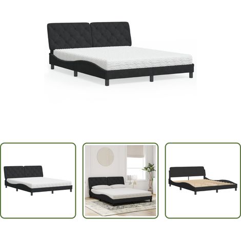 Matratze - Bett mit Matratze Schwarz 160x200 cm Samt (1/5)
