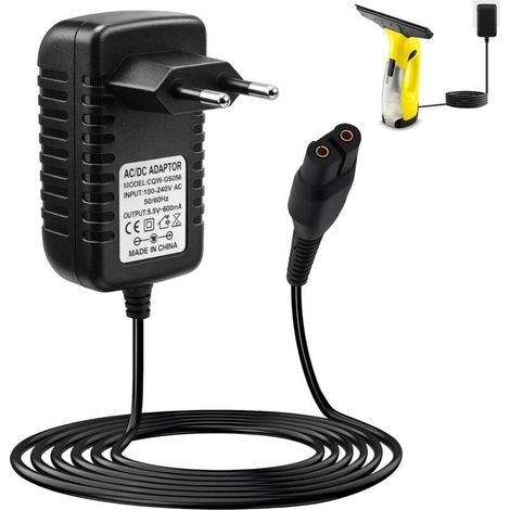 5,5-V-Ladegerät für Kärcher Fensterwaschmaschine WV2, Netzkabel kompatibel mit WV1, WV2, WV2 Premium, WV5 Premium, WV50, WV50Plus, WV51, WV55, WV55R, WV60, WV60Plus, WV70Plus, WV75, WV75Plus, Netzadap (1/5)
