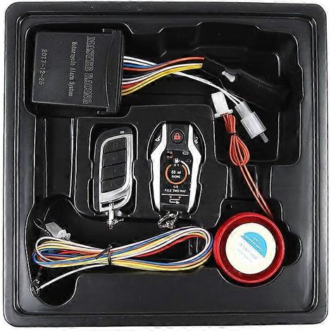 Alarma para motocicleta bidireccional de 12 V CC, alarma para scooter, controles remotos duales, alarmas de arranque/parada del motor, alarma de protección contra corte de línea del motor. (1/5)