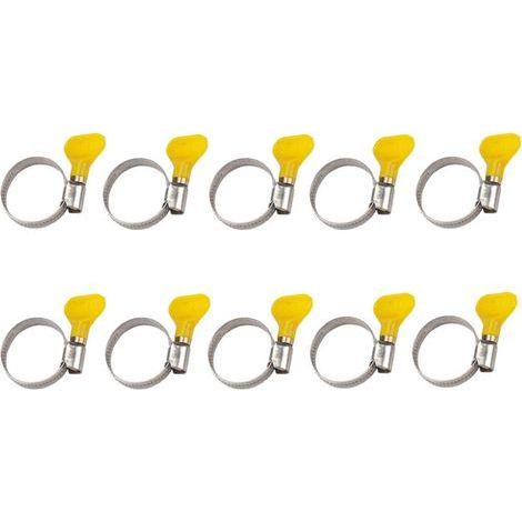 Steel Hose Clips, 10 Pieces Adjustable Stainless Steel Hose Clamp, for Garden Hoses, (1/5)