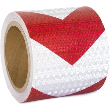 QORVA-Bande Reflechissante Rouge et Blanc 15CM10M Ruban Reflechissant Adhesif Adhésif Réfléchissant pour Véhicules, Voitures, Remorques, Extérieur