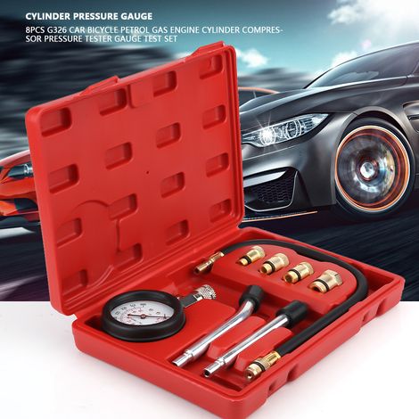 Kit de 8 pièces Testeur de Compression Moteur G326 pour Voiture, Bicyclette et Essence, Manomètre de Pression de Cylindre (1/5)