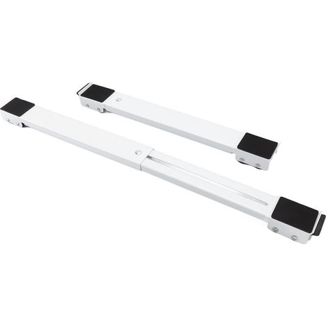 Lot de 2 supports à roulettes mobiles pour meubles, base surélevée, roulettes de déplacement pour réfrigérateur et lave-linge, blanc (1/5)