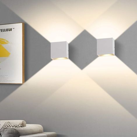 2-Piece Indoor Wall Light Set, 6W 3000K LED Square Wall Sconce, White Wall Light for Living Room, Bathroom, Kitchen, Dining Room [Energy Class]