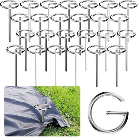 GDHZS- 50 Pièces Ancres au Sol Forme G Épaisses 4MM, Ancres Renforcées 150x60mm, Piquets Galvanisés pour Toile Anti-Mauvaises Herbes, Jardin, Tente (1/5)