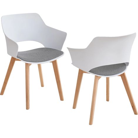 Silla de comedor, diseño minimalista moderno, cojín de tela suave, 2 unidades - Blanco (1/2)