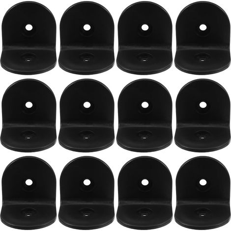 Black Plastic L-Shaped Corner Brackets for Public and Commercial Spaces, Sturdy Supports, 12pcs, Stable and Versatile Fixing for Bathroom Partitions (1/5)