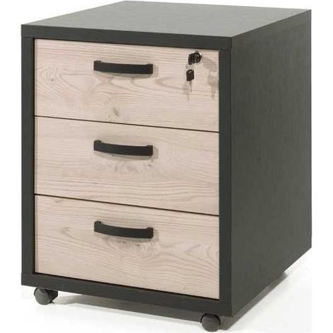 Caisson de bureau contemporain chêne/noir Salto (1/4)