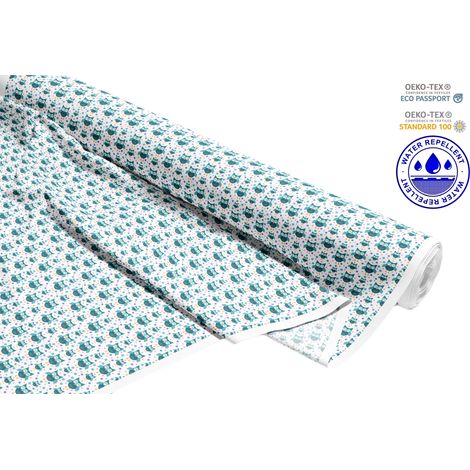 TESSUTI DECORATIVI PER ESTERNI OXFORD - Motivo gufi e pois blu I DR091 (1/5)
