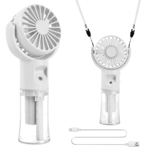 Ventilateur Portable, Ventilateur de Poche USB Rechargeable, 4 Vitesses, avec réservoir d'eau de 20ml, Portatif USB mini Fan Pour Bureau, Extérieur, Voyage (1/5)