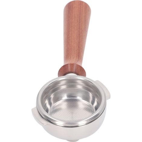 Filtre porte-filtre 58mm double bec pour machine à café Nuova, panier inox, manche bois massif palissandre du Brésil style F (1/5)