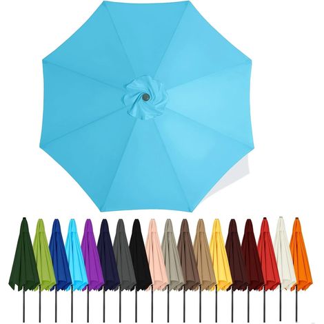 Auvent De Remplacement Pour Parasol De Terrasse, Toile De Parasol Pour Cour Jardin Plage, Protection UV Housse De Rechange(Light blue,3.5m - 8Ribs)