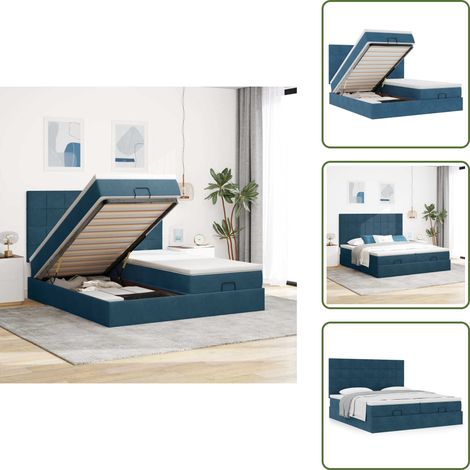 Matelas à ressorts ensachés - VidaXL Cadre de lit ottoman avec matelas bleu foncé 180x200 cm velours - Surmatelas (1/5)
