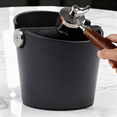 Conteneur à frapper pour porte-filtre Espresso Tee Box, boîte à frapper pour les marc de café, conteneur à thé avec barre de frappe amovible, conteneur à café pour cuisine, bureau, café et bar, en tan (1/5)