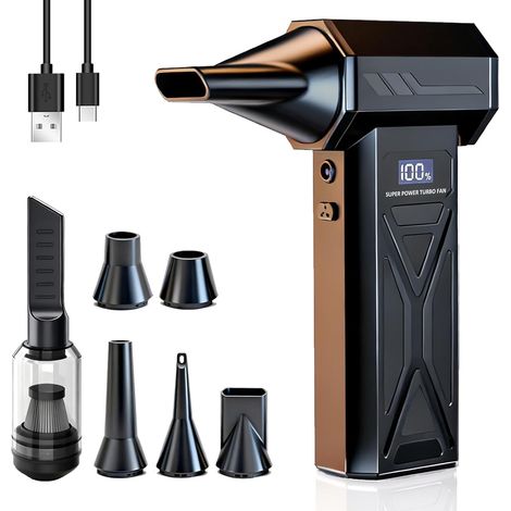 Souffleur à Air Électrique Comprimé – Quatre Vitesses Réglables Jusqu'à 110000 tr/min, avec Lampe LED Intégrée, Souffleur Rechargeable et Collecteur de Poussière pour Ordinateurs, Claviers, Maison, Pl (1/5)