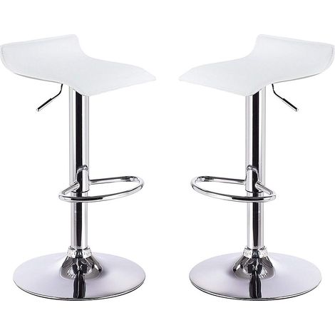 Coppia di 2 Sgabelli da Pub Bar Cucina in Ecopelle Imbottita Modello Graziano Colore Bianco