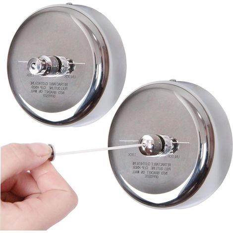 Lot de 2 cordes à linge rétractables en acier inoxydable 304 résistant, avec corde robuste et réglable, pour l'extérieur et l'intérieur.