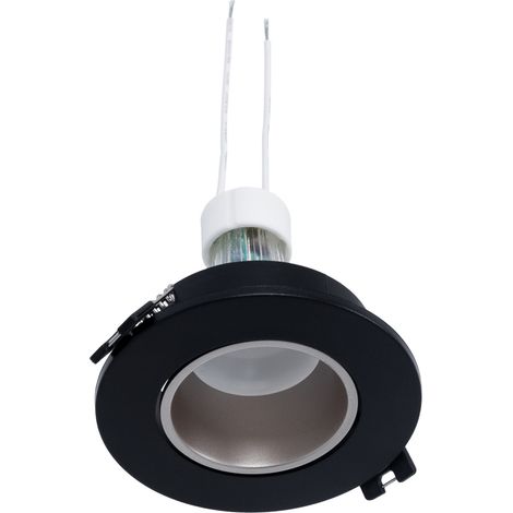 KIT Aro Empotrable Ø90mm (negro/champagne) + Bombilla GU10 5,4W - Blanco Neutro