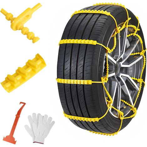 Cadenas de nieve 10 piezas Cadenas ajustables antideslizantes Rueda de neumático para automóvil Camión SUV. Superficie de la carretera, caminos nevados, lodo helado, escalada, ancho 145-295 mm (1/5)