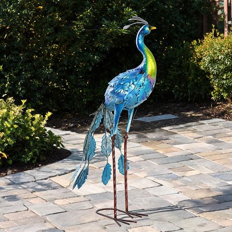 Décoration de jardin en métal statue paon multicolore 40 x 43 x (1/5)
