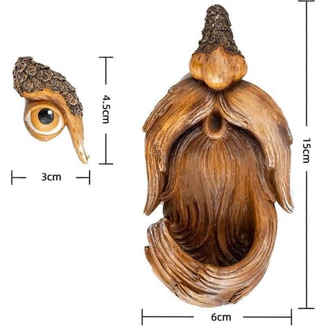 Décoration de visage d'arbre pour mangeoire à oiseaux extérieure, statues d'Halloween amusantes représentant un vieil homme amoureux des arbres avec un visage de fantôme en écorce (1/5)