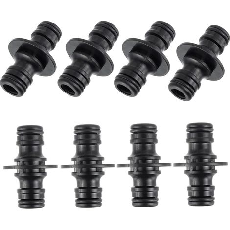Lot de 8 connecteurs de Tuyau à Double Prise, Tuyau d'arrosage à Double Prise de 1/2 Pouce, pièce de Connexion pour Une Connexion sécurisée du Tuyau pour Tuyau de Maison de Jardin (Noir)