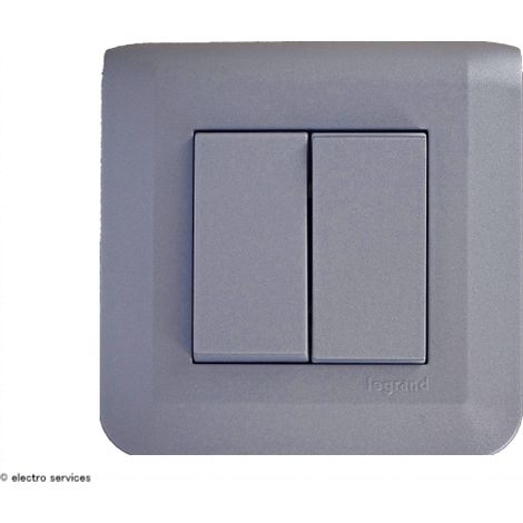 Double poussoir ou poussoir inverseur Mosaic Legrand Alu complet  Griffes: Avec griffes